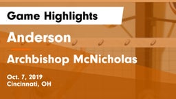 Anderson  vs Archbishop McNicholas  Game Highlights - Oct. 7, 2019