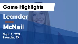 Leander  vs McNeil  Game Highlights - Sept. 5, 2022