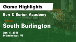 Burr & Burton Academy  vs South Burlington  Game Highlights - Jan. 5, 2018
