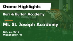 Burr & Burton Academy  vs Mt. St. Joseph Academy  Game Highlights - Jan. 23, 2018