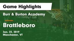 Burr & Burton Academy  vs Brattleboro  Game Highlights - Jan. 22, 2019