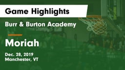 Burr & Burton Academy  vs Moriah Game Highlights - Dec. 28, 2019
