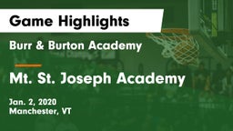 Burr & Burton Academy  vs Mt. St. Joseph Academy  Game Highlights - Jan. 2, 2020