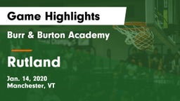 Burr & Burton Academy  vs Rutland  Game Highlights - Jan. 14, 2020
