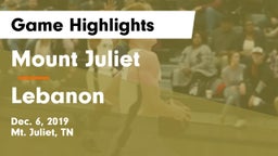 Mount Juliet  vs Lebanon  Game Highlights - Dec. 6, 2019