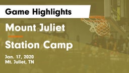 Mount Juliet  vs Station Camp Game Highlights - Jan. 17, 2020