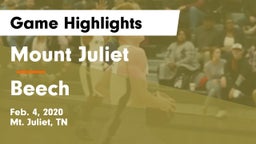 Mount Juliet  vs Beech  Game Highlights - Feb. 4, 2020