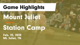Mount Juliet  vs Station Camp Game Highlights - Feb. 25, 2020