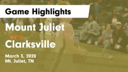 Mount Juliet  vs Clarksville  Game Highlights - March 3, 2020