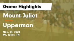 Mount Juliet  vs Upperman  Game Highlights - Nov. 24, 2020