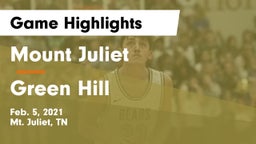 Mount Juliet  vs Green Hill  Game Highlights - Feb. 5, 2021