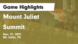 Mount Juliet  vs Summit  Game Highlights - Nov. 21, 2022