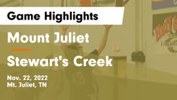 Mount Juliet  vs Stewart's Creek  Game Highlights - Nov. 22, 2022