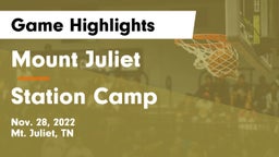 Mount Juliet  vs Station Camp  Game Highlights - Nov. 28, 2022