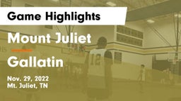 Mount Juliet  vs Gallatin  Game Highlights - Nov. 29, 2022