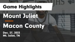Mount Juliet  vs Macon County  Game Highlights - Dec. 27, 2023