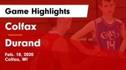 Colfax  vs Durand  Game Highlights - Feb. 18, 2020