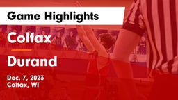 Colfax  vs Durand  Game Highlights - Dec. 7, 2023