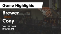 Brewer  vs Cony Game Highlights - Jan. 31, 2018