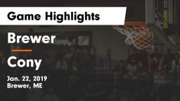 Brewer  vs Cony  Game Highlights - Jan. 22, 2019