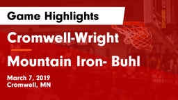 Cromwell-Wright  vs Mountain Iron- Buhl Game Highlights - March 7, 2019