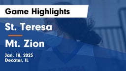 St. Teresa  vs Mt. Zion  Game Highlights - Jan. 18, 2023