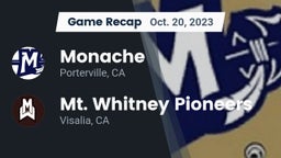 Recap: Monache  vs. Mt. Whitney  Pioneers 2023