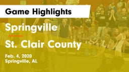 Springville  vs St. Clair County  Game Highlights - Feb. 4, 2020