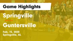 Springville  vs Guntersville Game Highlights - Feb. 15, 2020