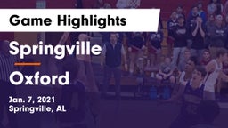 Springville  vs Oxford  Game Highlights - Jan. 7, 2021