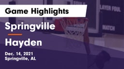Springville  vs Hayden Game Highlights - Dec. 14, 2021