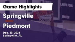 Springville  vs Piedmont Game Highlights - Dec. 20, 2021