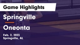 Springville  vs Oneonta  Game Highlights - Feb. 2, 2023