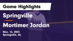 Springville  vs Mortimer Jordan  Game Highlights - Nov. 16, 2023