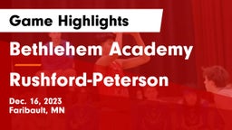 Bethlehem Academy  vs Rushford-Peterson  Game Highlights - Dec. 16, 2023