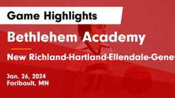 Bethlehem Academy  vs New Richland-Hartland-Ellendale-Geneva  Game Highlights - Jan. 26, 2024