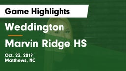 Weddington  vs Marvin Ridge HS Game Highlights - Oct. 23, 2019