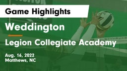 Weddington  vs Legion Collegiate Academy Game Highlights - Aug. 16, 2022