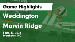 Weddington  vs Marvin Ridge  Game Highlights - Sept. 27, 2022