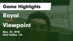 Royal  vs Viewpoint  Game Highlights - Nov. 24, 2018