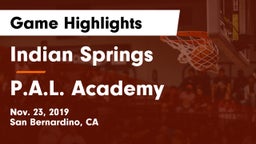 Indian Springs  vs P.A.L. Academy Game Highlights - Nov. 23, 2019