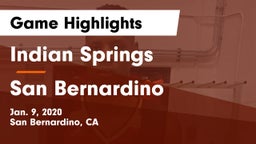 Indian Springs  vs San Bernardino  Game Highlights - Jan. 9, 2020