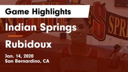 Indian Springs  vs Rubidoux  Game Highlights - Jan. 14, 2020