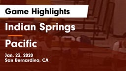Indian Springs  vs Pacific  Game Highlights - Jan. 23, 2020