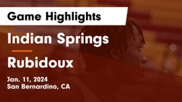 Indian Springs  vs Rubidoux  Game Highlights - Jan. 11, 2024
