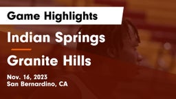 Indian Springs  vs Granite Hills Game Highlights - Nov. 16, 2023