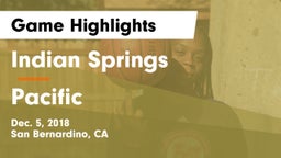 Indian Springs  vs Pacific  Game Highlights - Dec. 5, 2018