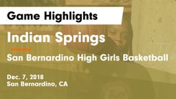Indian Springs  vs San Bernardino High Girls Basketball Game Highlights - Dec. 7, 2018