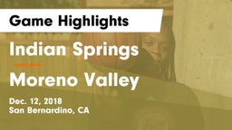 Indian Springs  vs Moreno Valley  Game Highlights - Dec. 12, 2018