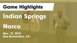 Indian Springs  vs Norco  Game Highlights - Nov. 19, 2019
